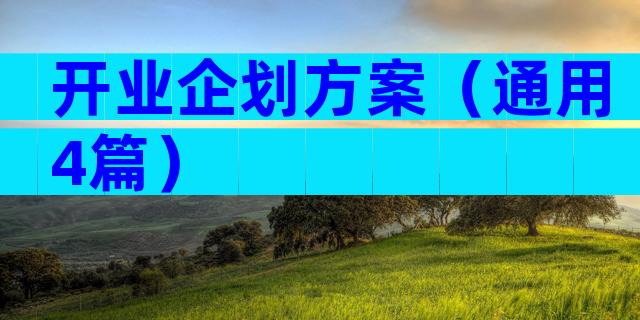 开业企划方案（通用4篇）