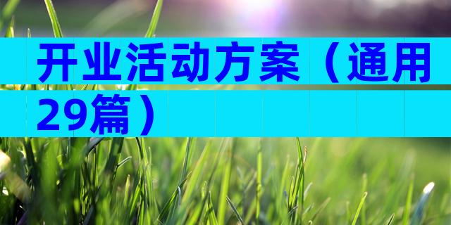 开业活动方案（通用29篇）