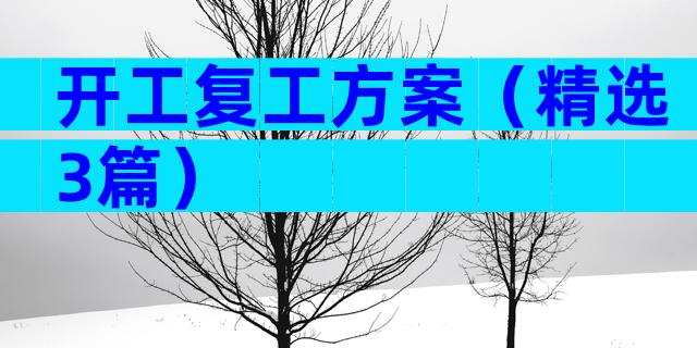 开工复工方案（精选3篇）