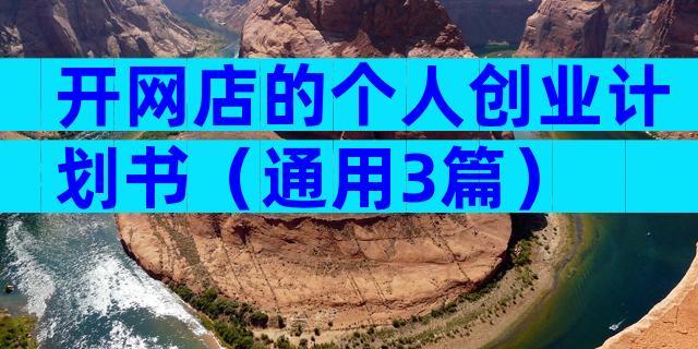 开网店的个人创业计划书（通用3篇）