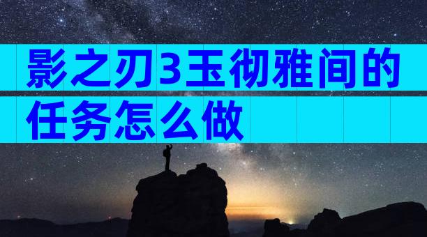 影之刃3玉彻雅间的任务怎么做