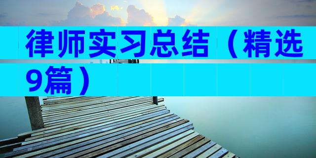 律师实习总结（精选9篇）