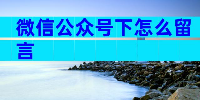 微信公众号下怎么留言