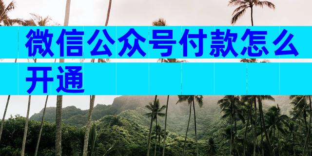 微信公众号付款怎么开通