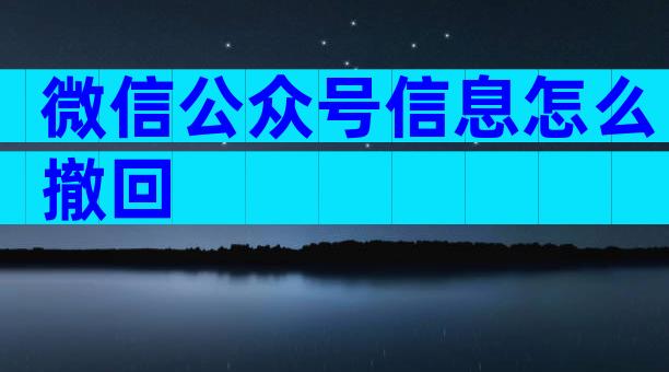 微信公众号信息怎么撤回