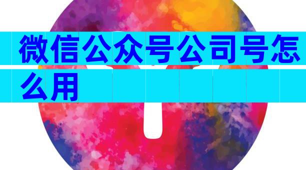 微信公众号公司号怎么用