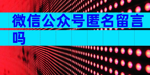 微信公众号匿名留言吗