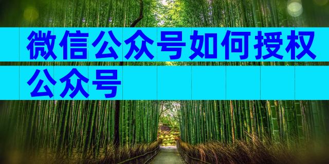 微信公众号如何授权公众号