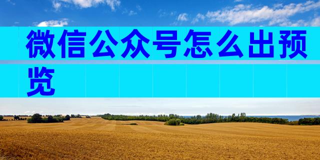 微信公众号怎么出预览