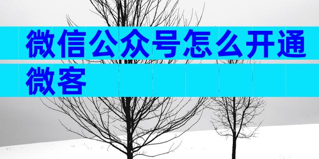 微信公众号怎么开通微客