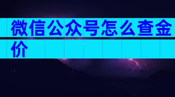 微信公众号怎么查金价