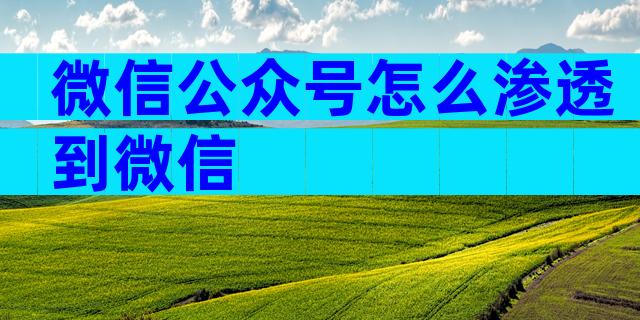 微信公众号怎么渗透到微信