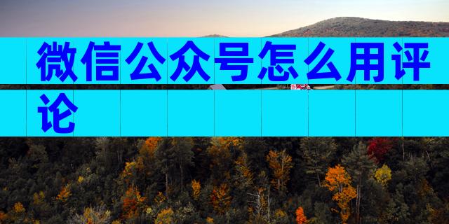 微信公众号怎么用评论