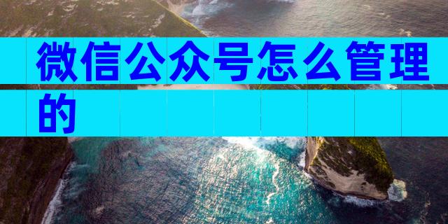 微信公众号怎么管理的