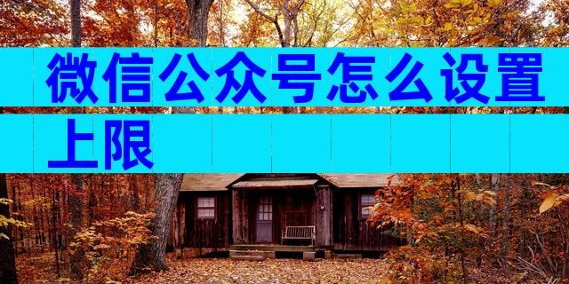 微信公众号怎么设置上限