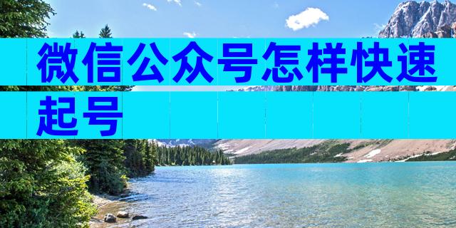 微信公众号怎样快速起号
