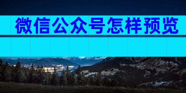 微信公众号怎样预览