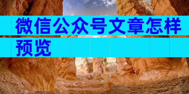 微信公众号文章怎样预览