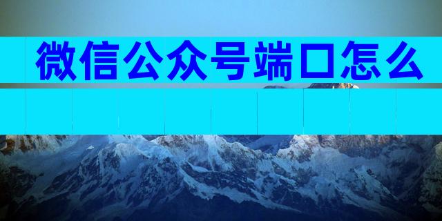 微信公众号端口怎么