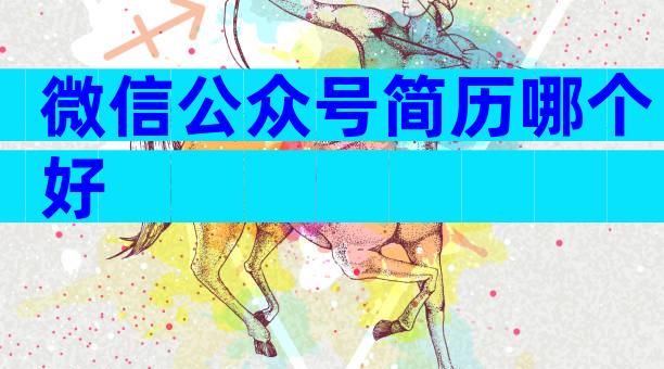 微信公众号简历哪个好