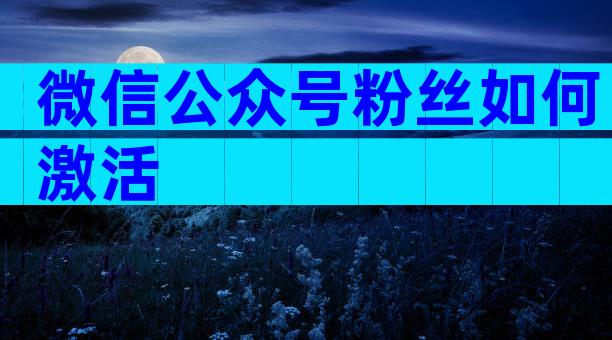 微信公众号粉丝如何激活