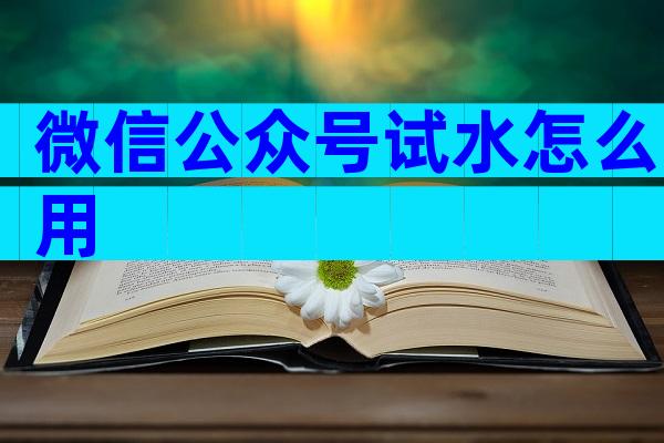 微信公众号试水怎么用