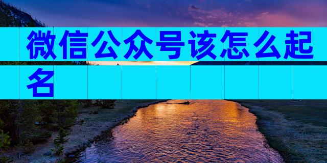 微信公众号该怎么起名