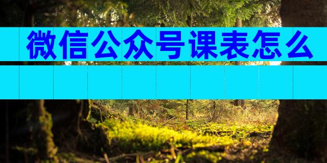 微信公众号课表怎么