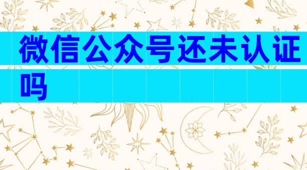 微信公众号还未认证吗