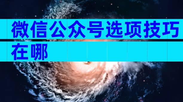 微信公众号选项技巧在哪