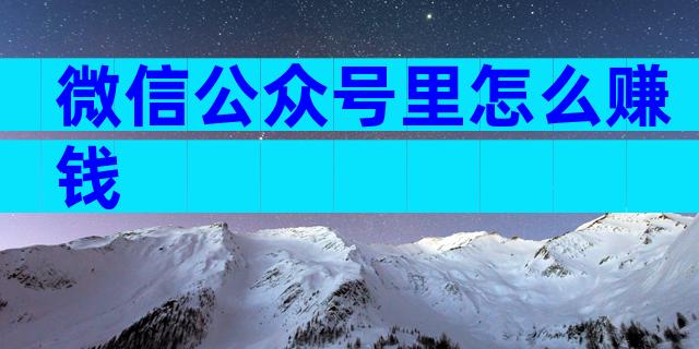 微信公众号里怎么赚钱