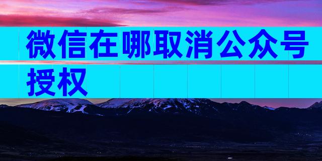 微信在哪取消公众号授权