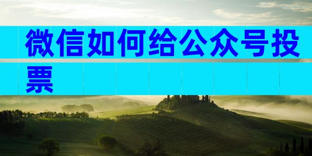 微信如何给公众号投票