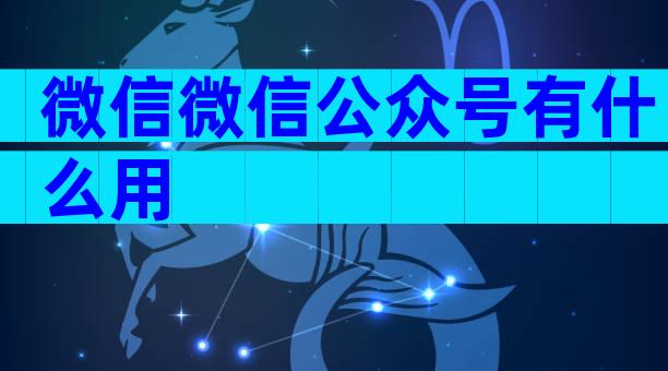 微信微信公众号有什么用