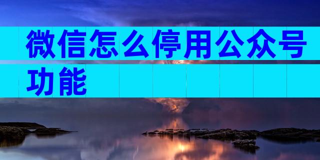 微信怎么停用公众号功能