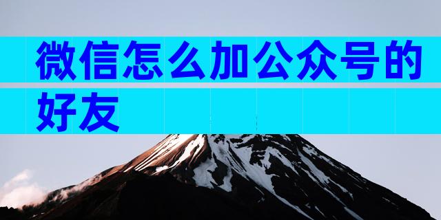 微信怎么加公众号的好友