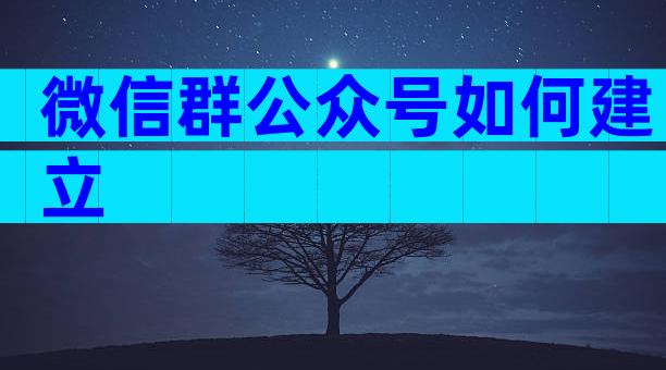 微信群公众号如何建立