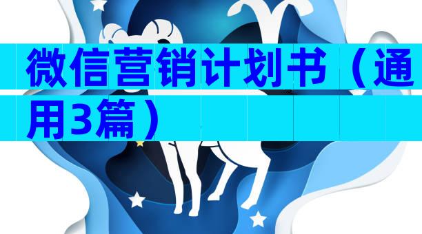 微信营销计划书（通用3篇）