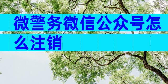 微警务微信公众号怎么注销