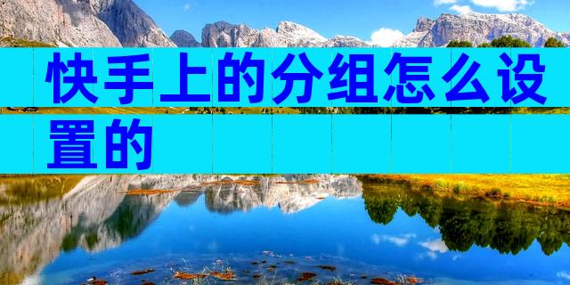 快手上的分组怎么设置的