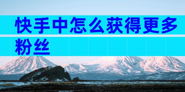 快手中怎么获得更多粉丝