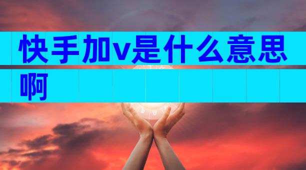 快手加v是什么意思啊
