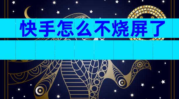 快手怎么不烧屏了