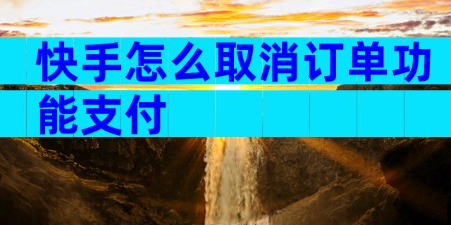 快手怎么取消订单功能支付