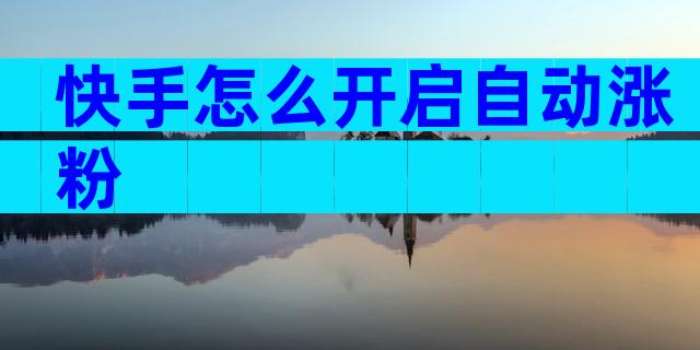 快手怎么开启自动涨粉