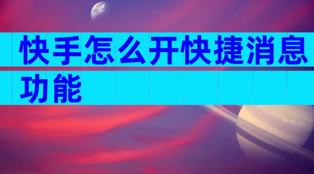 快手怎么开快捷消息功能