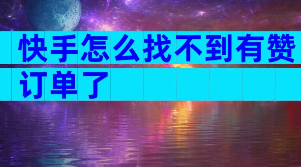 快手怎么找不到有赞订单了