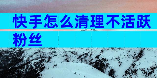 快手怎么清理不活跃粉丝