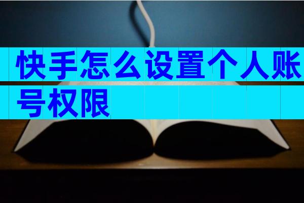 快手怎么设置个人账号权限