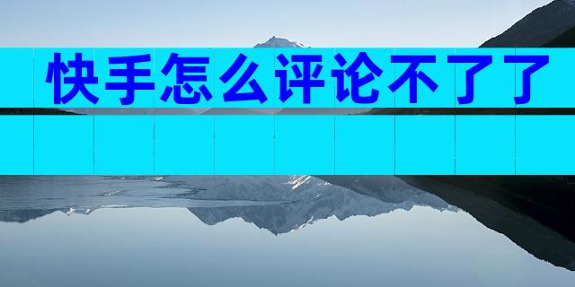 快手怎么评论不了了